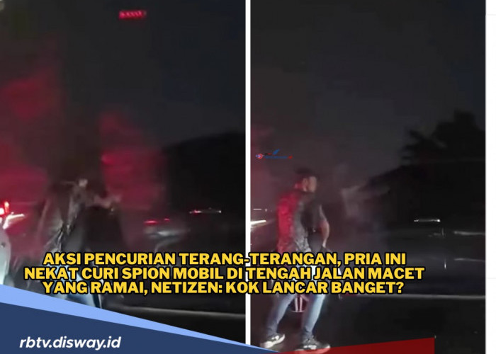 Terang-terangan, Pria Ini Nekat Curi Spion Mobil di Tengah Jalan