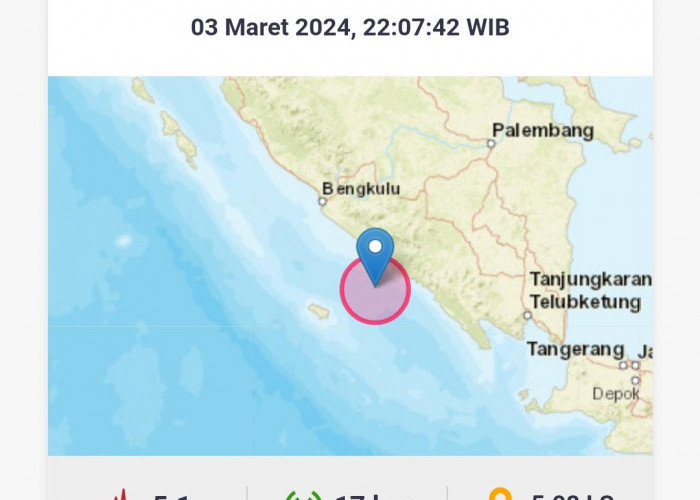 Breaking News, Gempa Berkekuatan M 5,1 Guncang Kaur Provinsi Bengkulu