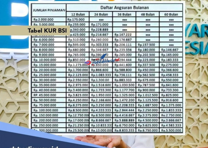 Tabel KUR BSI 2024 Pinjaman Rp 10-75 Juta Tidak Ada Bunga, Ini Update Tanggal Pendaftarannya