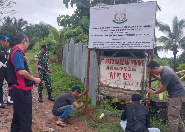Kejati Bengkulu Sita Aset Tambang Milik PT RSM di Bang Haji Bengkulu Tengah