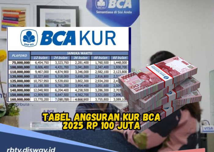 Tabel Angsuran KUR BCA 2025 Rp 100 Juta untuk Modal Usaha, Cek Berapa Cicilan Bulanan untuk Tenor 60 Bulan