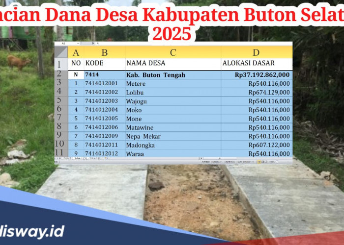 Rincian Dana Desa Kabupaten Buton Selatan Tahun 2025, Rata-rata Dapat Dana Segini 