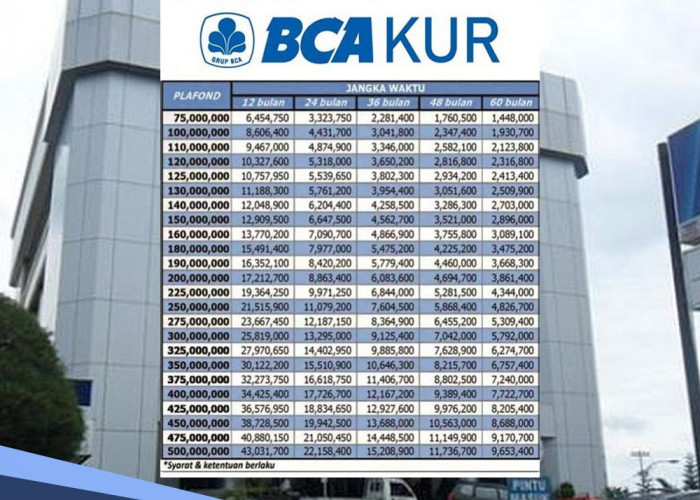 Tabel Angsuran KUR BCA 2024 Pinjaman Rp10-100 Juta Proses Cepat dan Dapatkan Cicilan Rp 64 Ribu