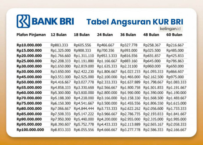 Simulasi Tabel KUR BRI Mei 2026 Pinjaman Rp 65 Juta Bunga 6 Persen per Tahun