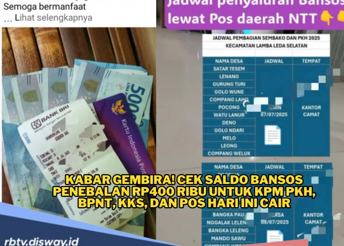 Kabar Gembira! Cek Saldo Bansos Penebalan Rp 400 Ribu untuk KPM PKH, BPNT, KKS, dan Pos Hari Ini Cair 