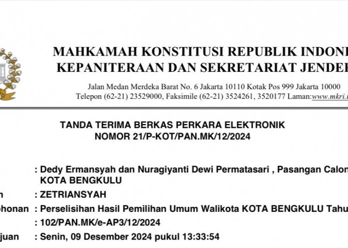 Sidang Batal, Paslon Dedy Ermansyah-Nuragiyanti Dewi Cabut Gugatan Hasil Pilkada 2024 di MK