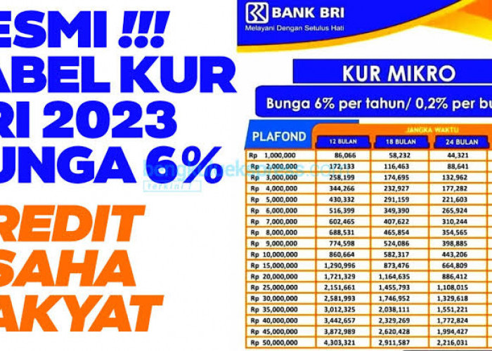 Angsuran KUR Mulai Rp500 Ribuan per Bulan, Cek Angsuran KUR BRI Plafon Rp30 Juta Periode Oktober 2023