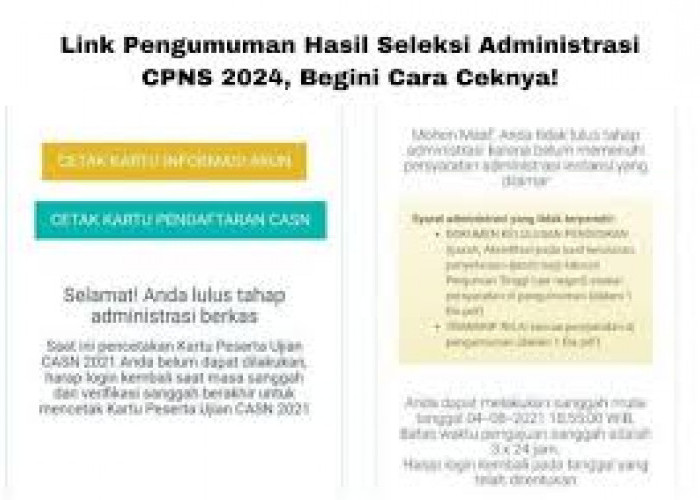 Ini Link Cek Hasil Seleksi Administrasi CPNS 2024, Sudah Mulai Diumumkan Secara Bertahap