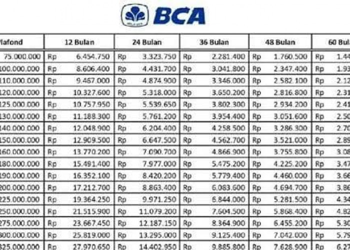 Simulasi Cicilan KUR BCA 2024 Pinjaman Rp 10 Juta-Rp 50 Juta, KUR Tanpa Jaminan