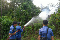 Lahan Semak Belukar Depan Gedung Pendopo Bukit Kandis Bengkulu Tengah Terbakar