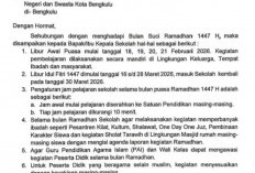 Ini Jadwal Libur dan Jam Belajar Murid PAUD hingga SMP di Kota Bengkulu Selama Ramadhan
