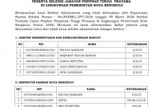 Ini Daftar Calon Asisten dan Kepala Dinas Pemkot Bengkulu yang Lulus Seleksi Administrasi Lelang Jabatan