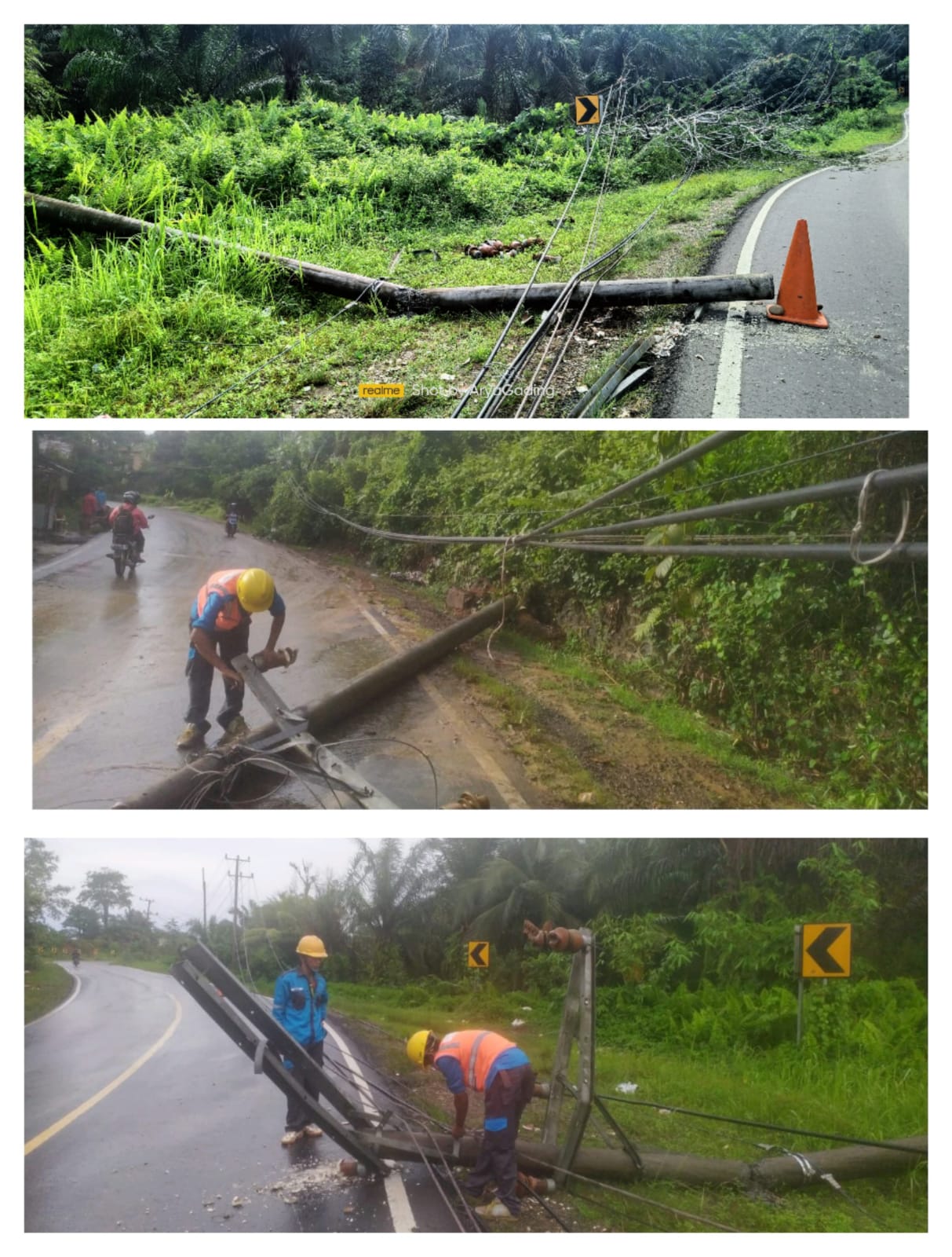 3 Tiang Listrik di Kota Agung Ambruk