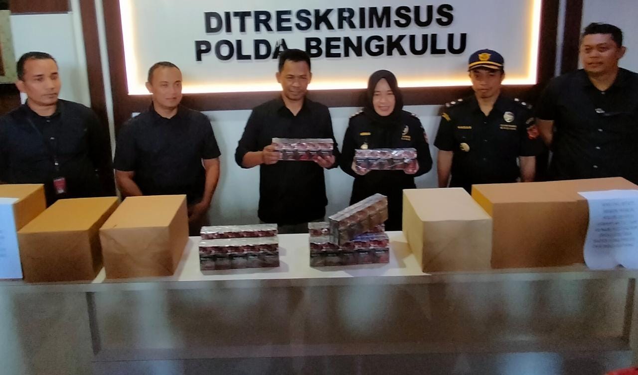 Polda Bengkulu, Amankan 2,3 juta Batang Rokok Tanpa Cukai