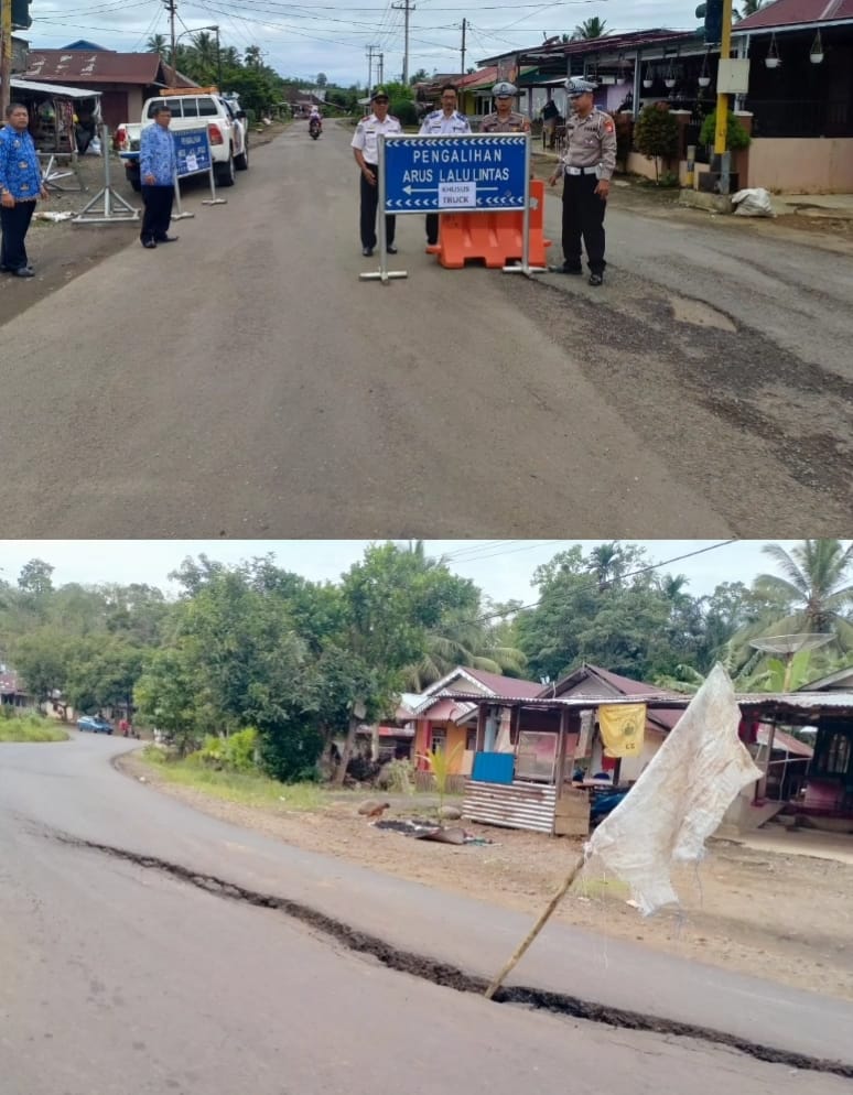 Jalan Lintas Jago Bayo – Lais Retak, Truk Bermuatan Dilarang Melintas